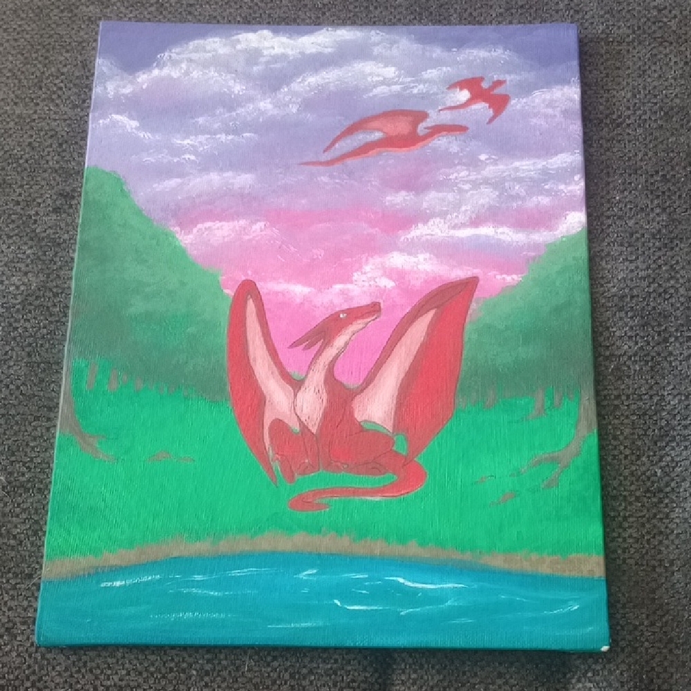 Majestic Red Dragon Canvas Art